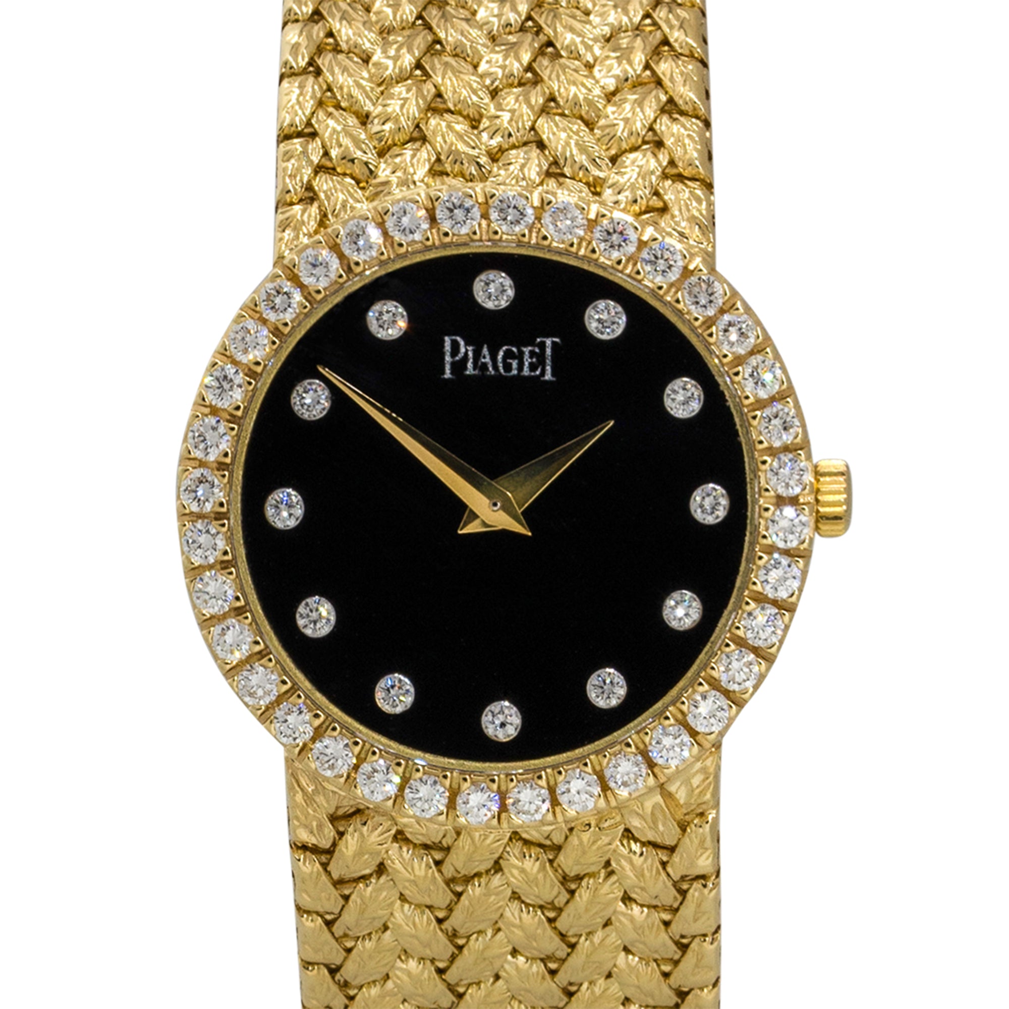 Piaget 8706D2 18k Yellow Gold Black Onyx Diamond Ladies Watch