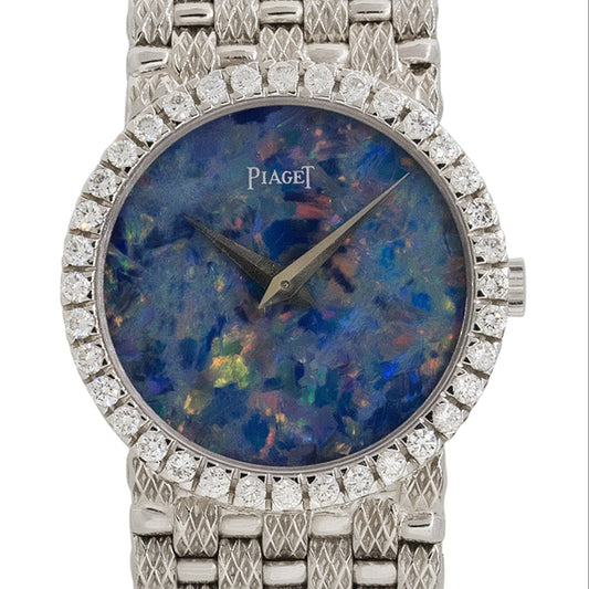Piaget 9706D23 18k White Gold Opal Dial Diamond Ladies Watch