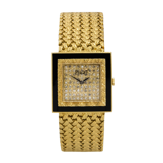 Piaget 92002D2 18k Yellow Gold Diamond Onyx Ladies Watch