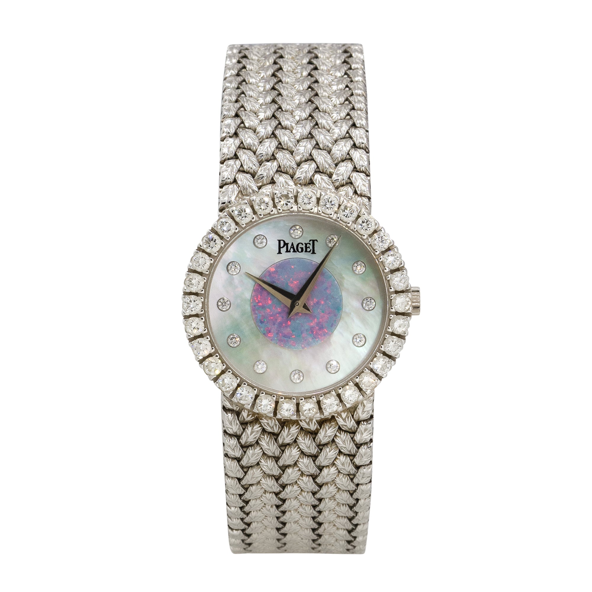 Piaget 9190D2 18k White Gold Mother Of Pearl Opal Diamond Ladies Watch