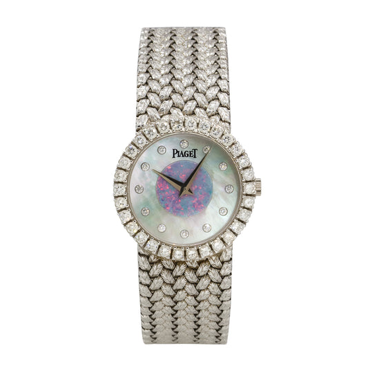 Piaget 9190D2 18k White Gold Mother Of Pearl Opal Diamond Ladies Watch