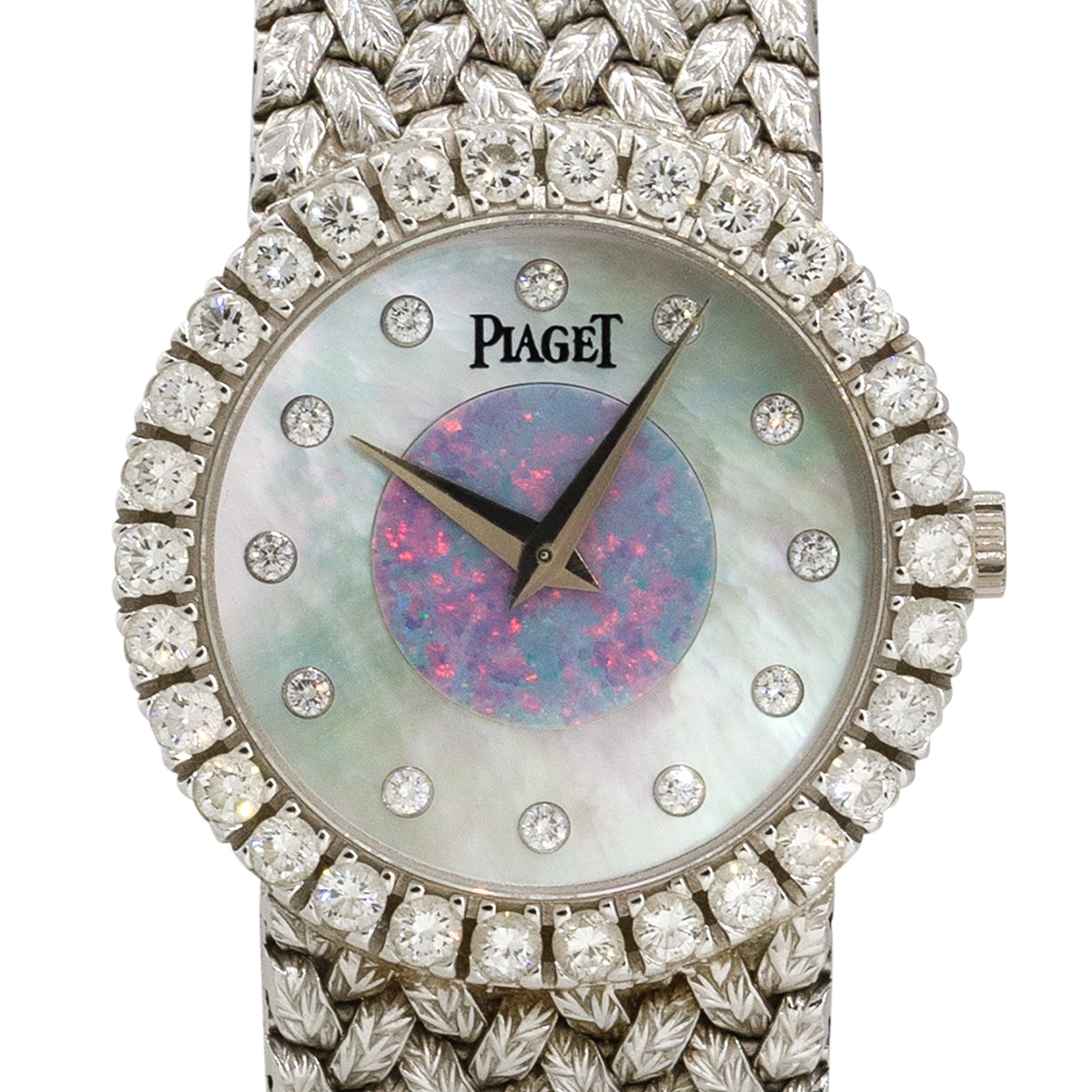 Piaget 9190D2 18k White Gold Mother Of Pearl Opal Diamond Ladies Watch