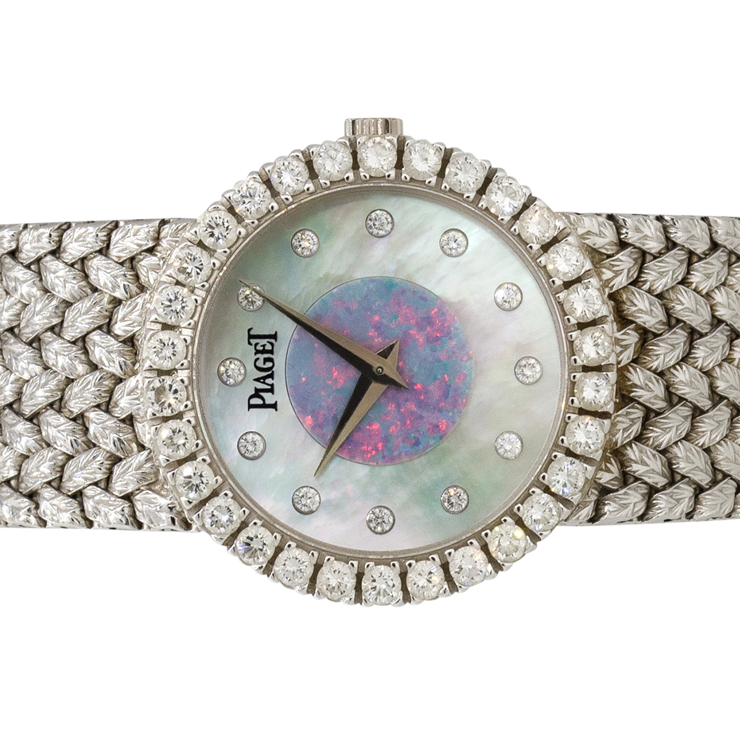 Piaget 9190D2 18k White Gold Mother Of Pearl Opal Diamond Ladies Watch
