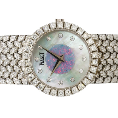 Piaget 9190D2 18k White Gold Mother Of Pearl Opal Diamond Ladies Watch