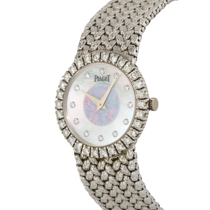 Piaget 9190D2 18k White Gold Mother Of Pearl Opal Diamond Ladies Watch