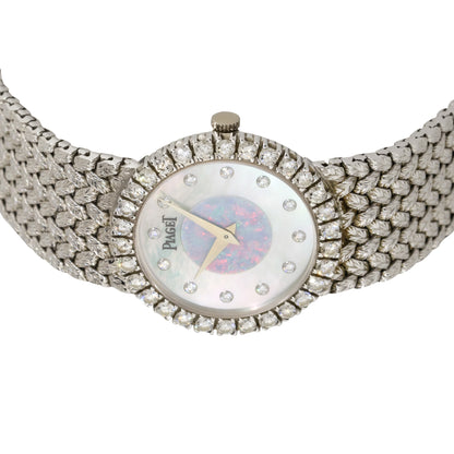 Piaget 9190D2 18k White Gold Mother Of Pearl Opal Diamond Ladies Watch