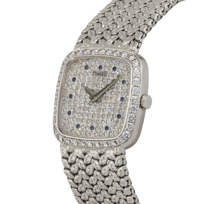 Piaget 9905D2 18k White Gold Diamond & Sapphire Ladies Watch