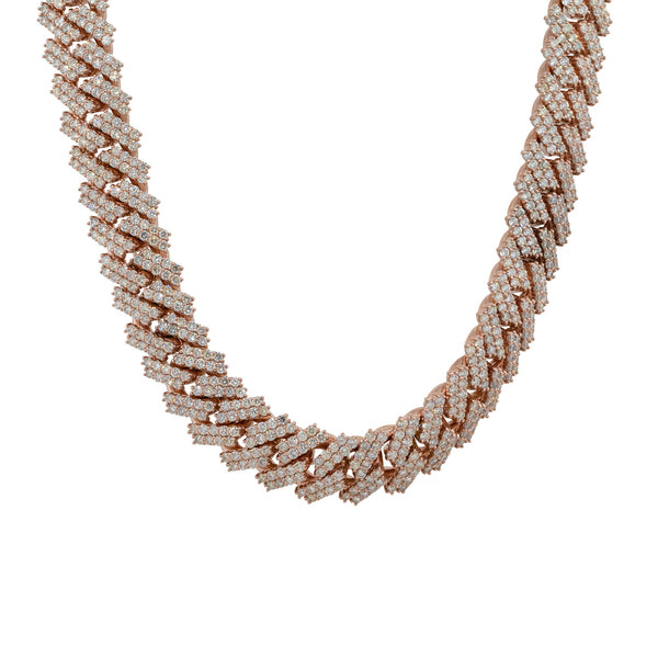 10k Rose Gold 49.8ctw Diamond Pave Cuban Chain Necklace