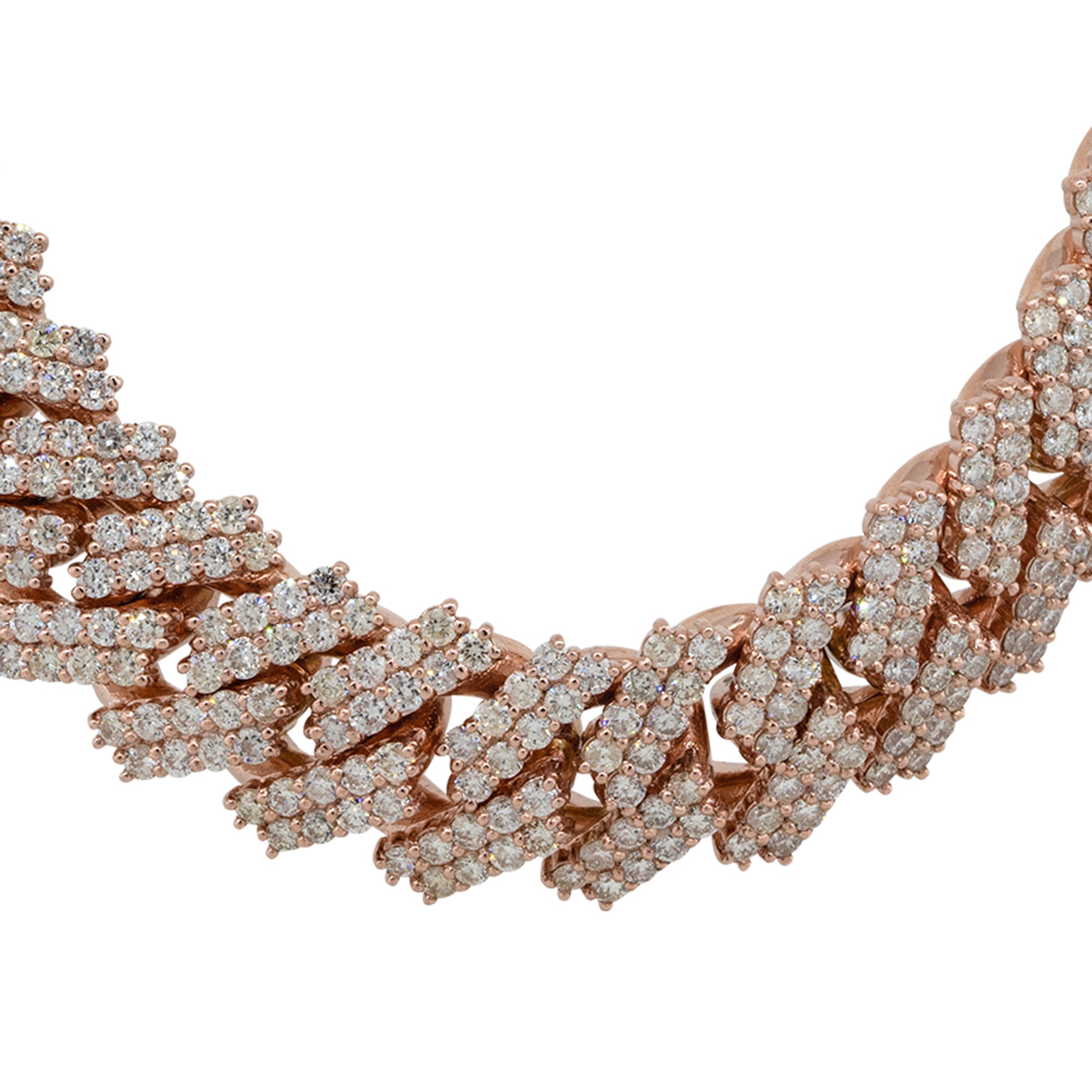 10k Rose Gold 49.8ctw Diamond Pave Cuban Chain Necklace