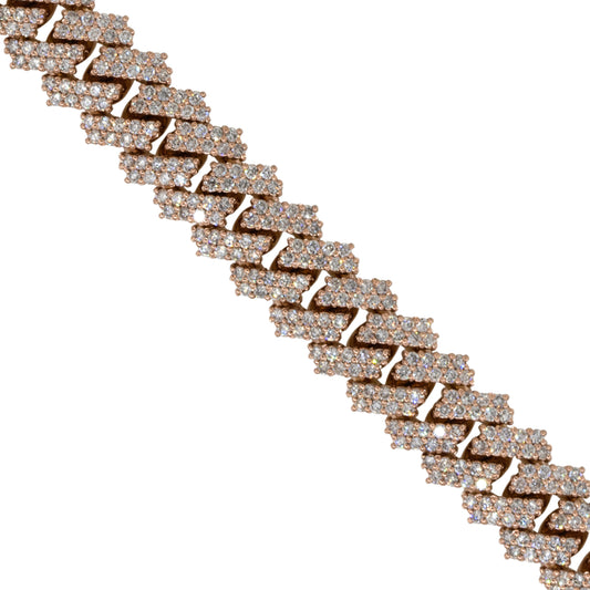 14k Rose Gold 20ctw Diamond Pave Cuban Link Bracelet