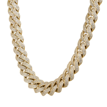 14k Yellow Gold 23.27ctw Diamond Pave Cuban Link Necklace