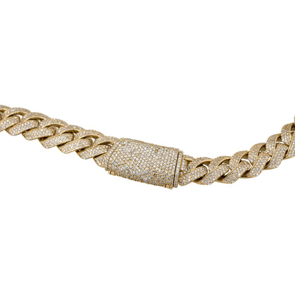 14k Yellow Gold 23.27ctw Diamond Pave Cuban Link Necklace