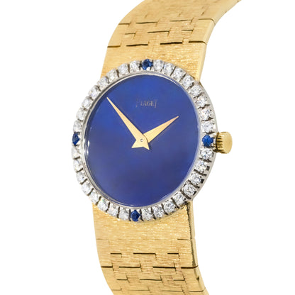 Piaget 9706A6 18k Yellow Gold Diamond & Sapphire Lapis Watch