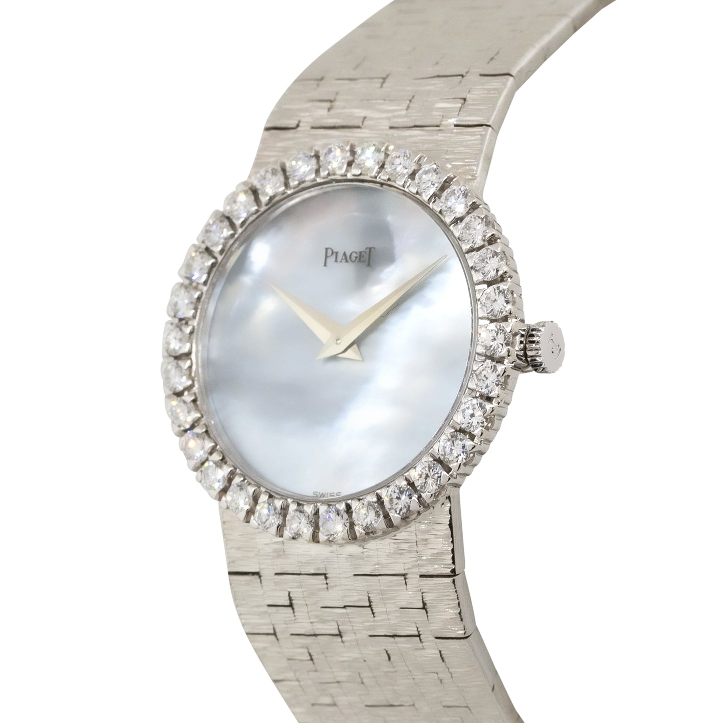 Piaget 9190A6 18k White Gold Mother Of Pearl Dial Diamond Watch