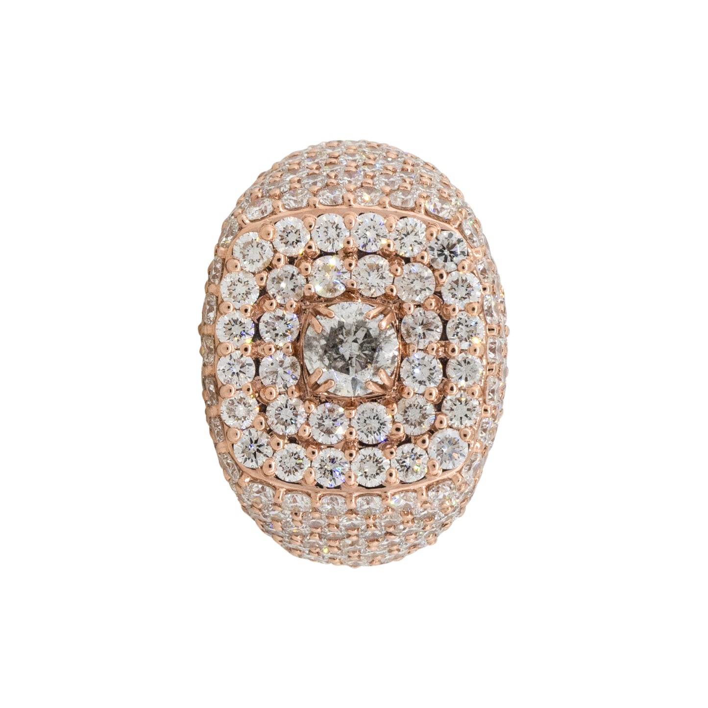 14k Rose Gold 12.78ctw Round Diamond Pave Men’s Ring