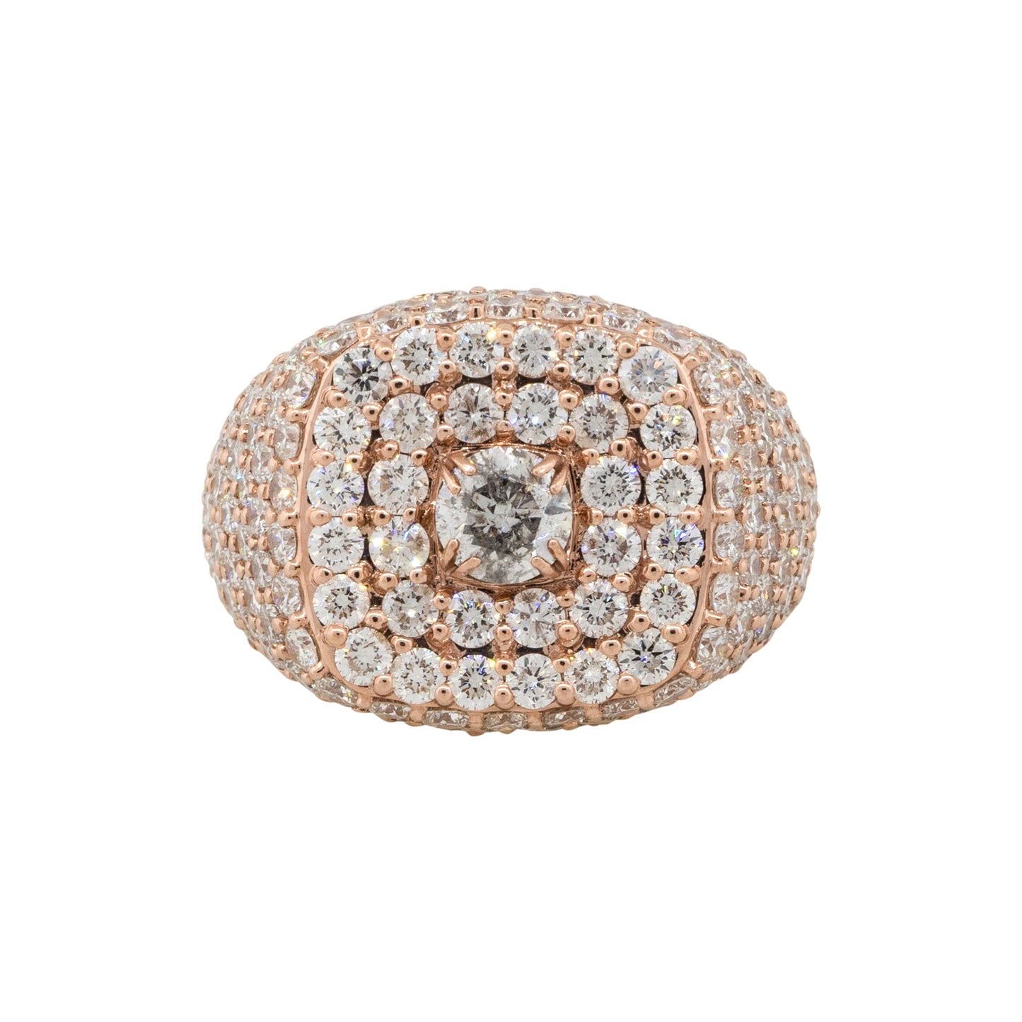 14k Rose Gold 12.78ctw Round Diamond Pave Men’s Ring