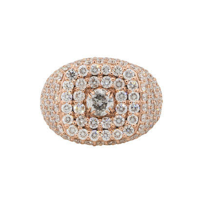 14k Rose Gold 12.78ctw Round Diamond Pave Men’s Ring
