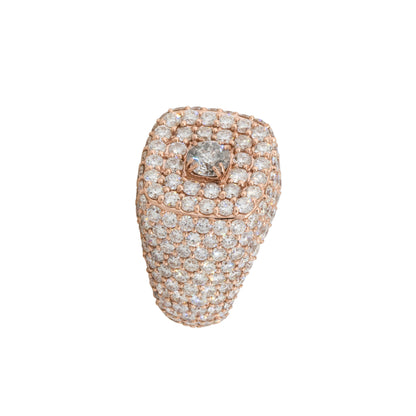 14k Rose Gold 12.78ctw Round Diamond Pave Men’s Ring