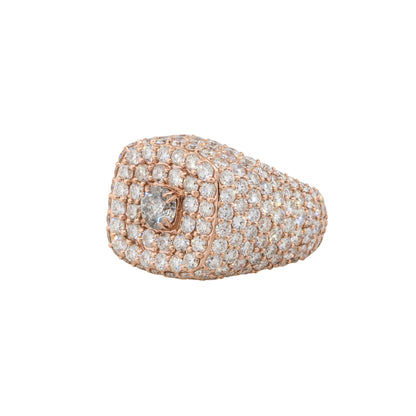 14k Rose Gold 12.78ctw Round Diamond Pave Men’s Ring