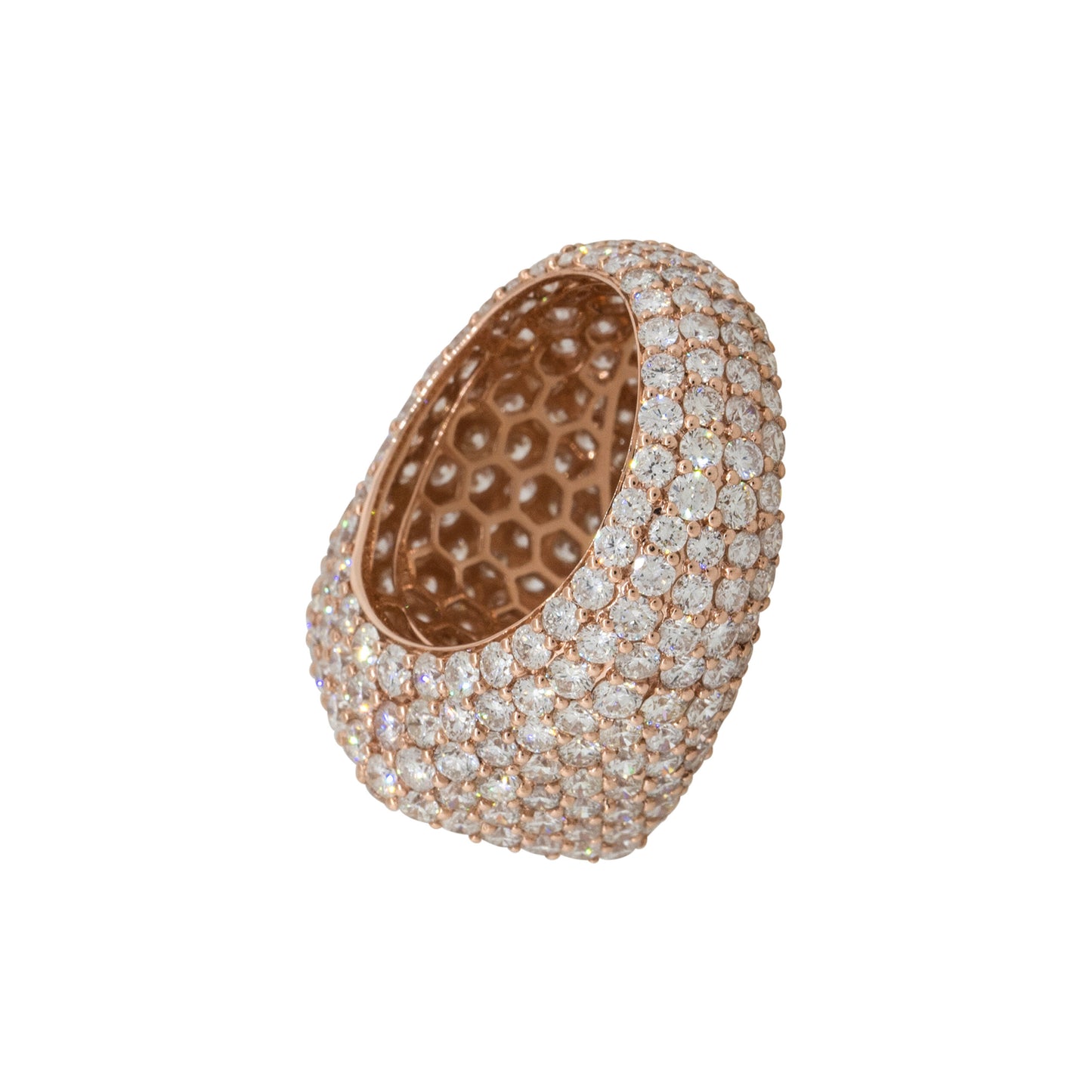 14k Rose Gold 12.78ctw Round Diamond Pave Men’s Ring