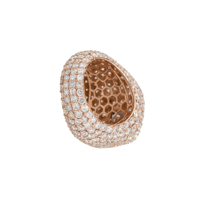 14k Rose Gold 12.78ctw Round Diamond Pave Men’s Ring