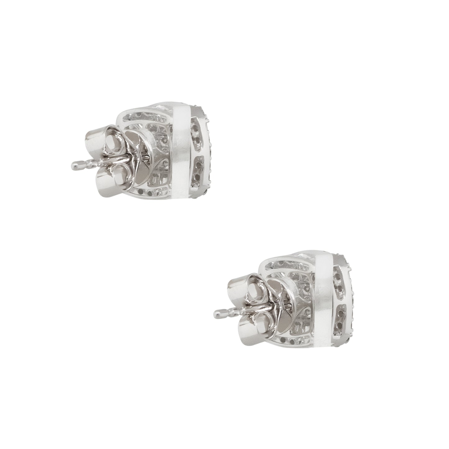 14k White Gold 0.66ctw Invisible Set Diamond Pave Stud Earrings