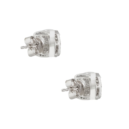 14k White Gold 0.66ctw Invisible Set Diamond Pave Stud Earrings
