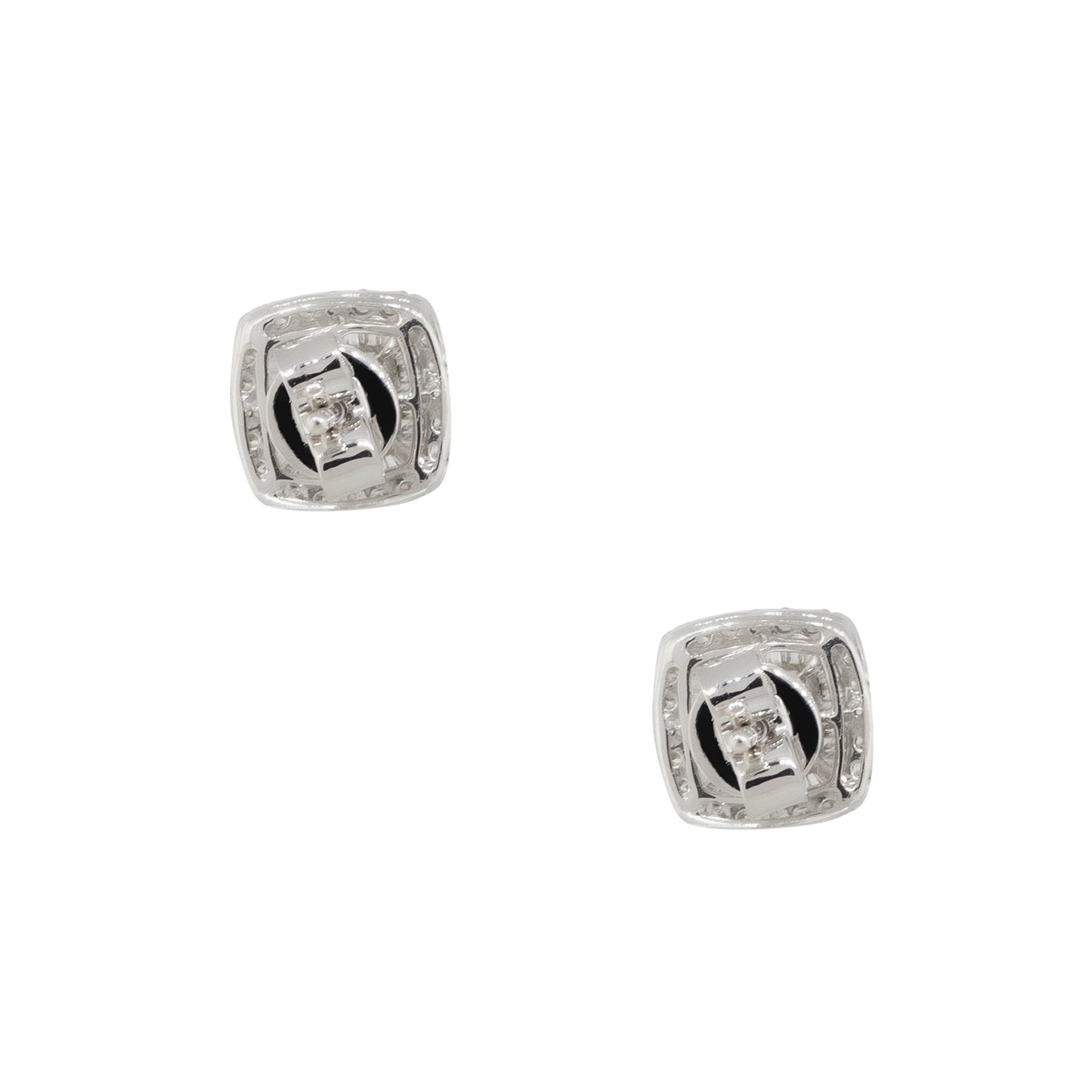 14k White Gold 0.66ctw Invisible Set Diamond Pave Stud Earrings