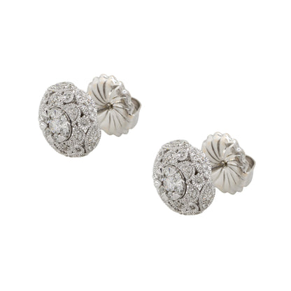 Effy 14k White Gold 0.50ctw Diamond Pave Button Earrings