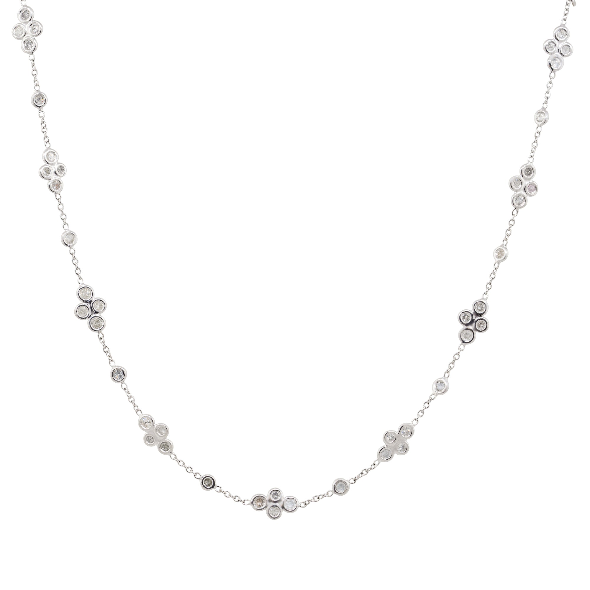 18k White Gold 2.18ctw Diamond Floral 20" Necklace