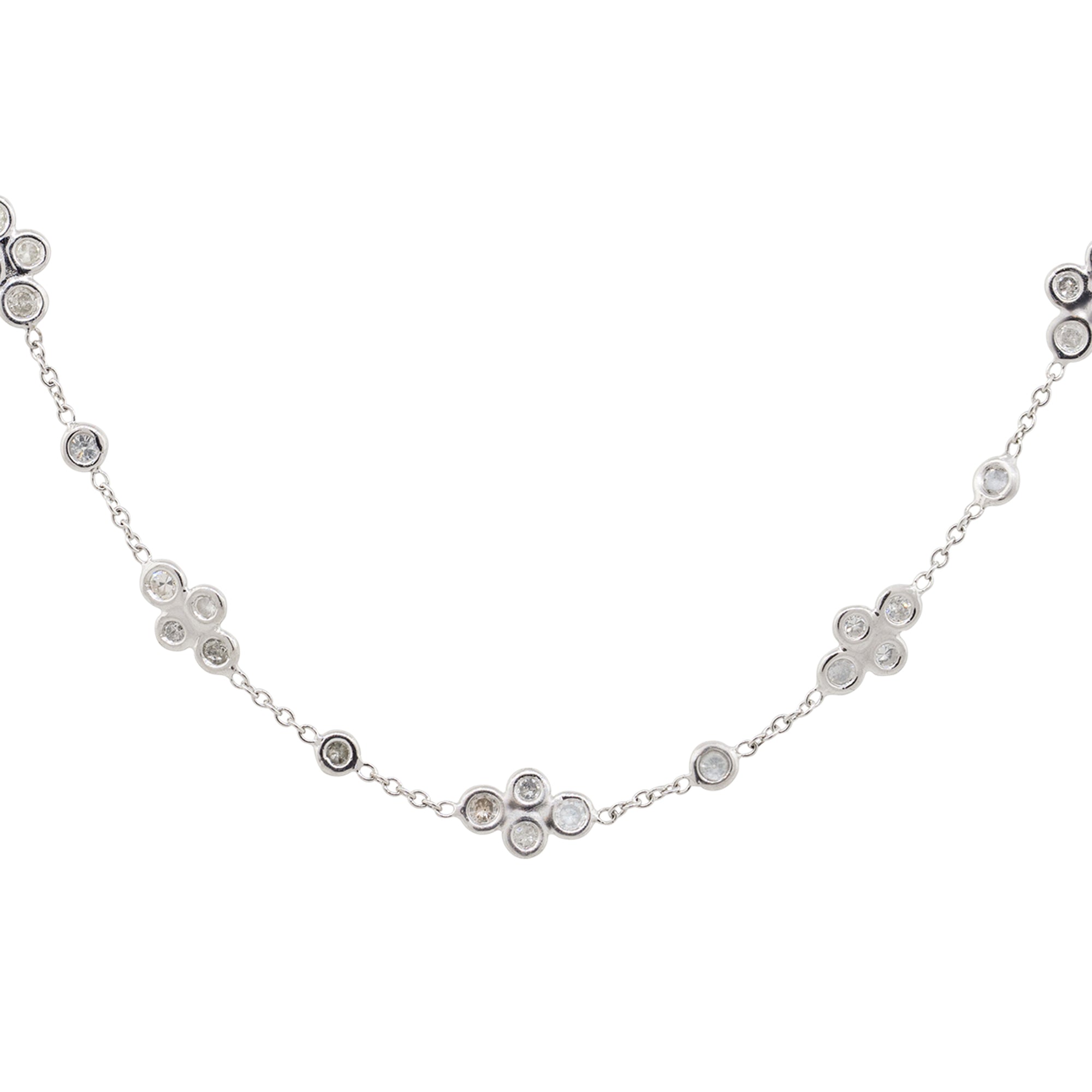 18k White Gold 2.18ctw Diamond Floral 20" Necklace