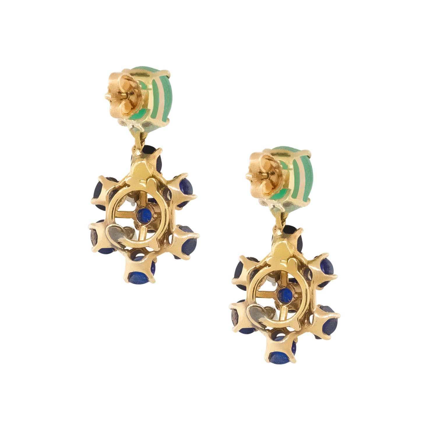 14k Yellow Gold 0.50ctw Diamond and Cabochon Gemstone Dangle Earrings