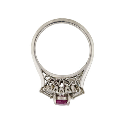Platinum 0.75ct Oval Cut Ruby Diamond Cocktail Ring