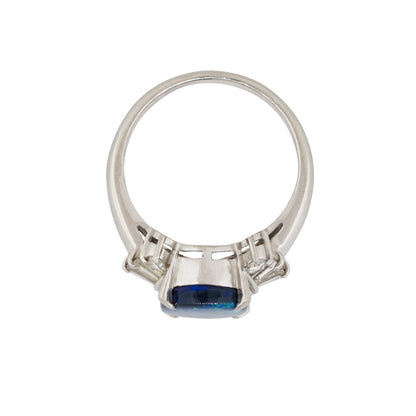 Platinum 0.28ct Oval Doublet Opal Diamond Cocktail Ring