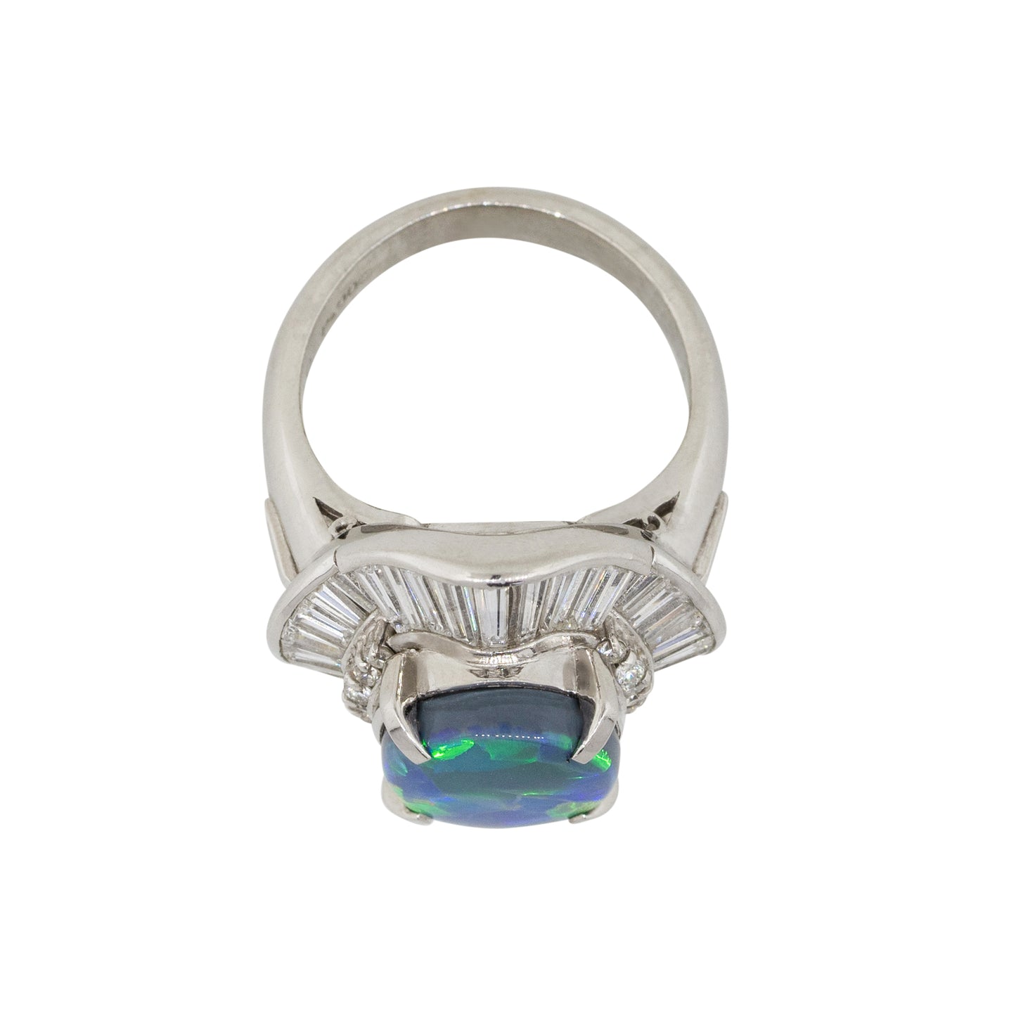 Platinum 2.40ct Blue Oval Opal Diamond Cocktail Large Ring