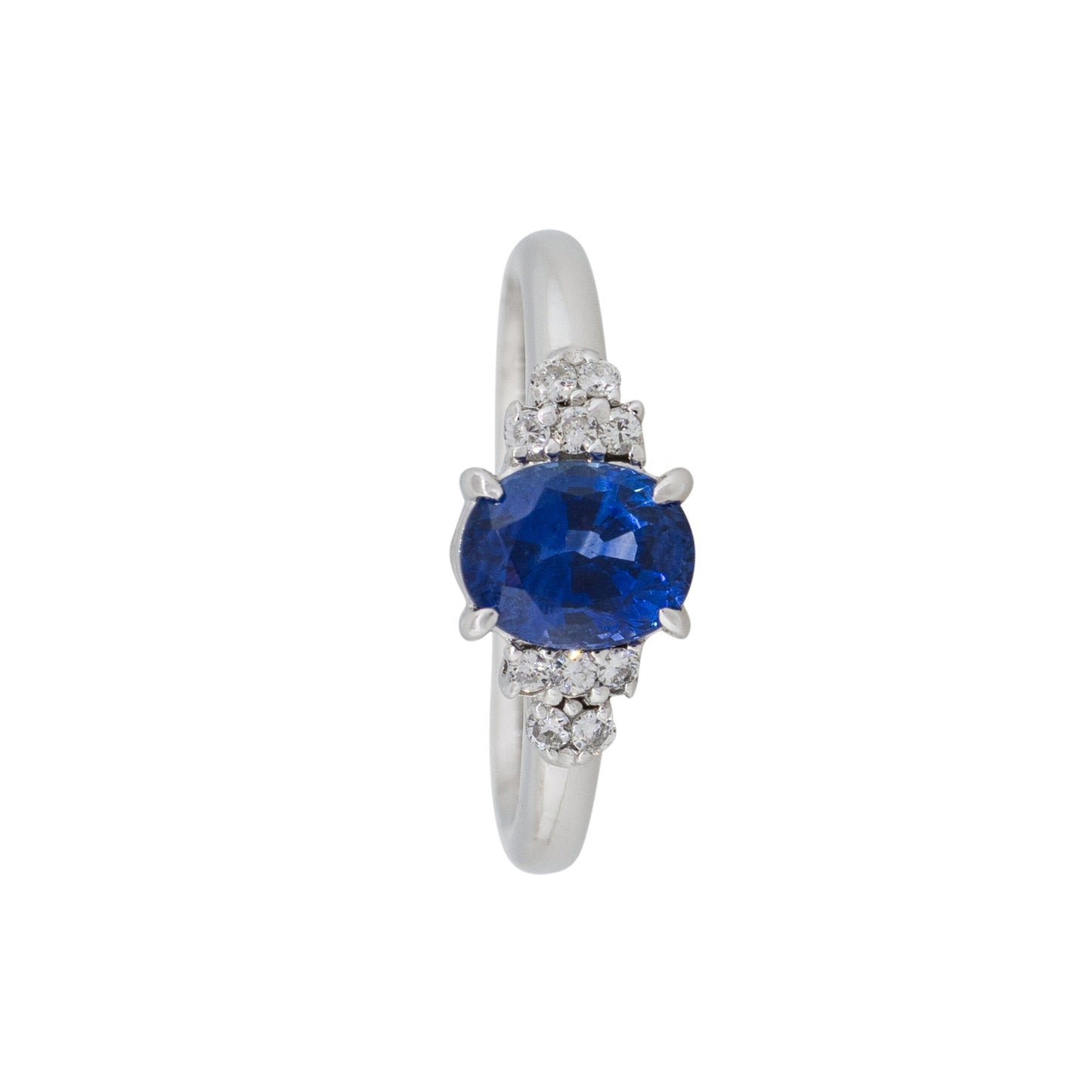 Platinum 1.58ct Oval Shape Sapphire Diamond Cluster Cocktail Ring