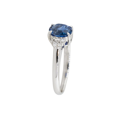 Platinum 1.58ct Oval Shape Sapphire Diamond Cluster Cocktail Ring