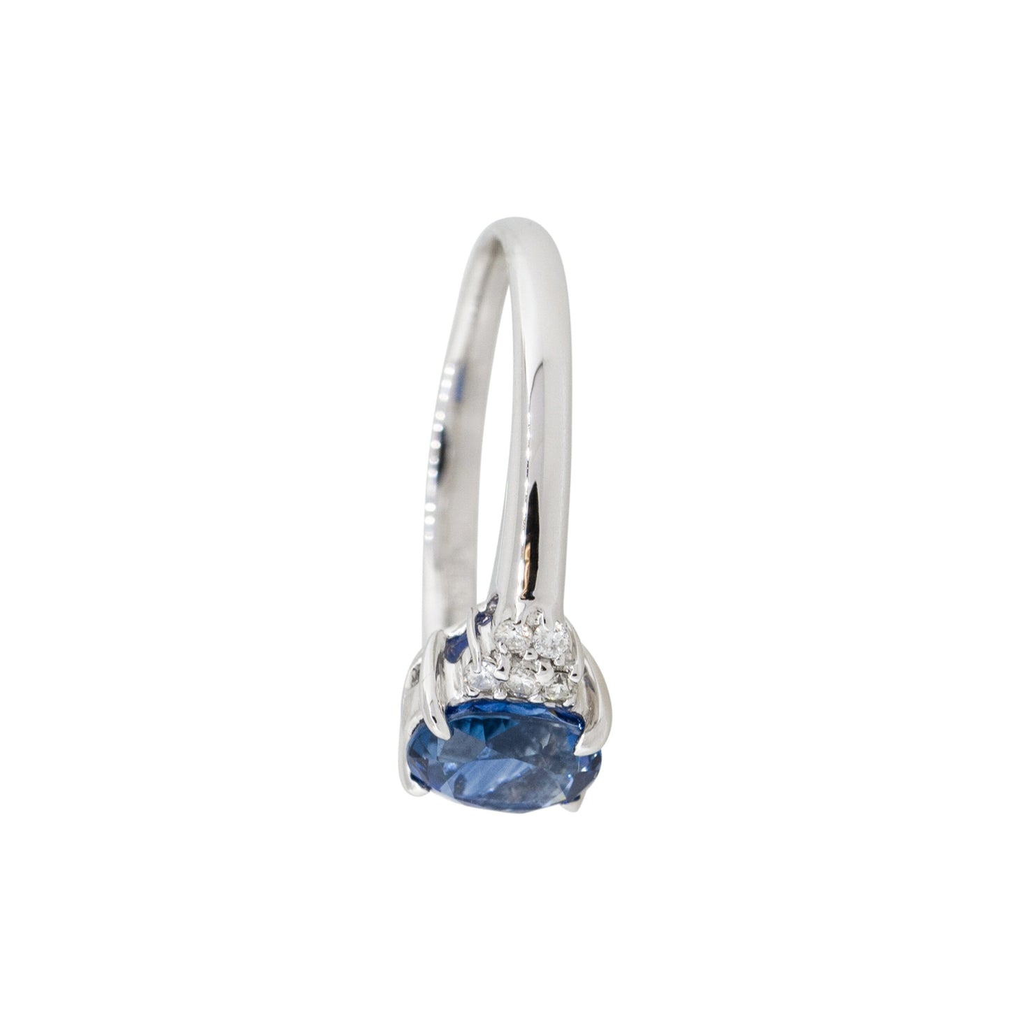 Platinum 1.58ct Oval Shape Sapphire Diamond Cluster Cocktail Ring