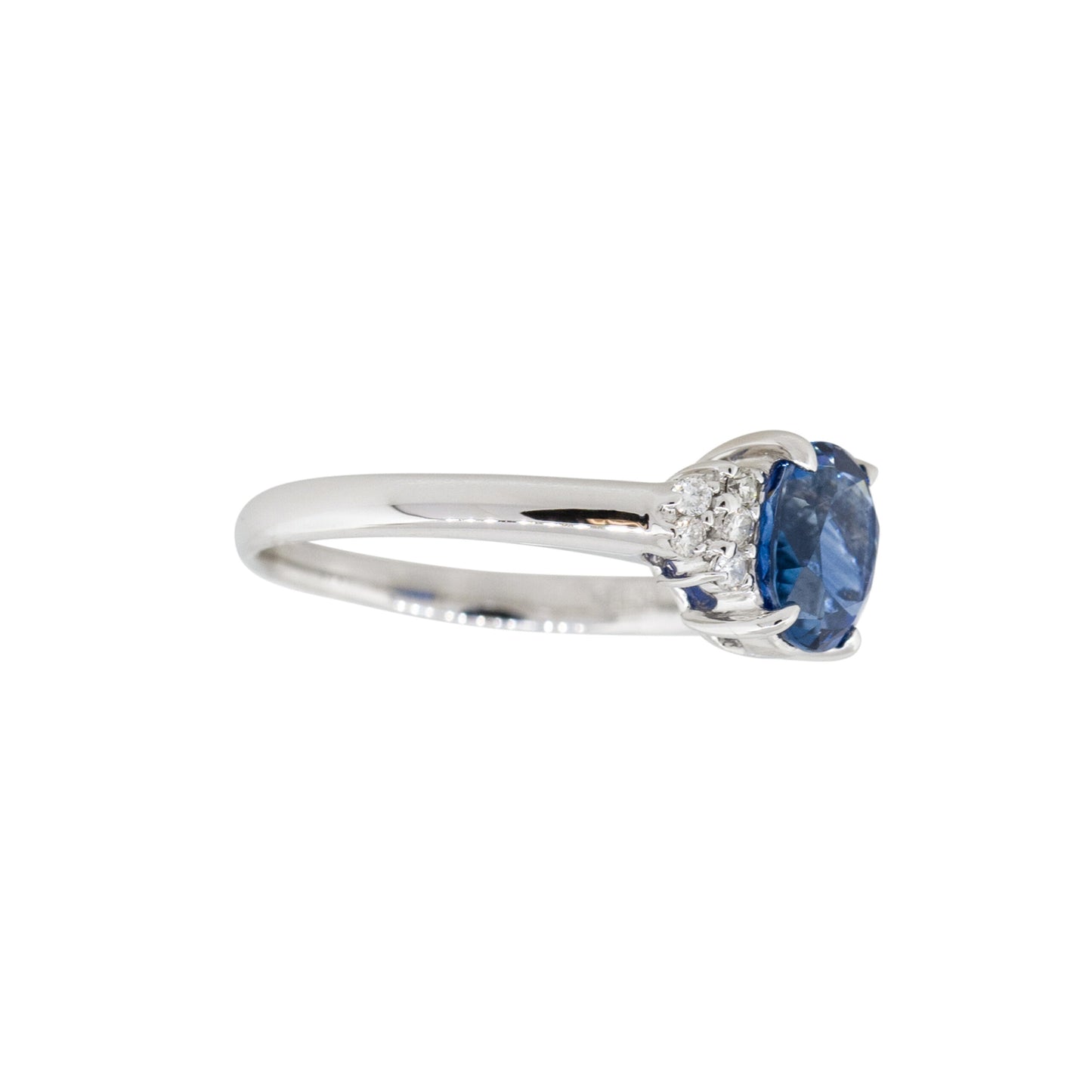 Platinum 1.58ct Oval Shape Sapphire Diamond Cluster Cocktail Ring