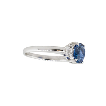 Platinum 1.58ct Oval Shape Sapphire Diamond Cluster Cocktail Ring