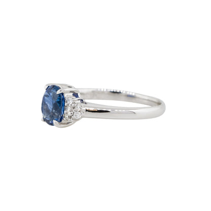 Platinum 1.58ct Oval Shape Sapphire Diamond Cluster Cocktail Ring
