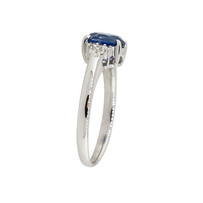 Platinum 1.58ct Oval Shape Sapphire Diamond Cluster Cocktail Ring
