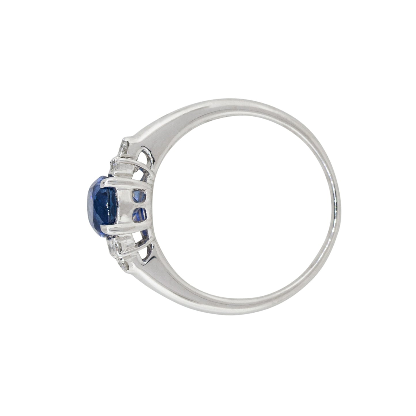 Platinum 1.58ct Oval Shape Sapphire Diamond Cluster Cocktail Ring