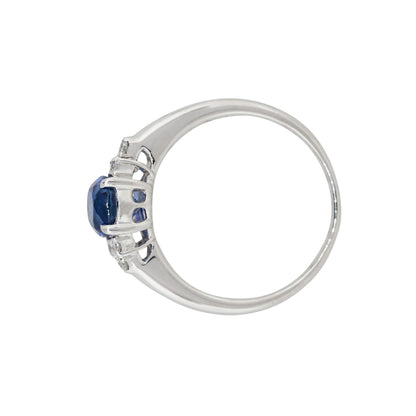 Platinum 1.58ct Oval Shape Sapphire Diamond Cluster Cocktail Ring