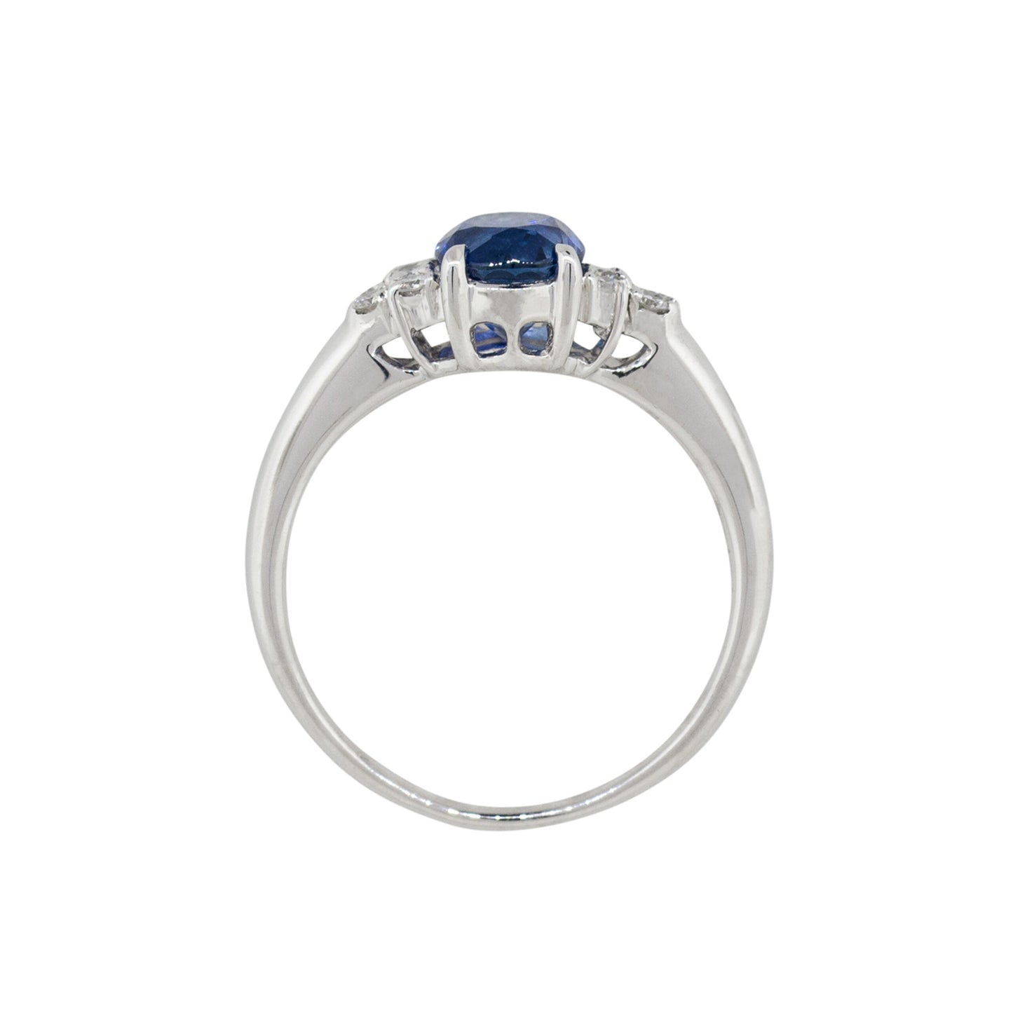 Platinum 1.58ct Oval Shape Sapphire Diamond Cluster Cocktail Ring