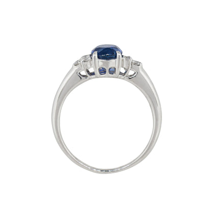 Platinum 1.58ct Oval Shape Sapphire Diamond Cluster Cocktail Ring