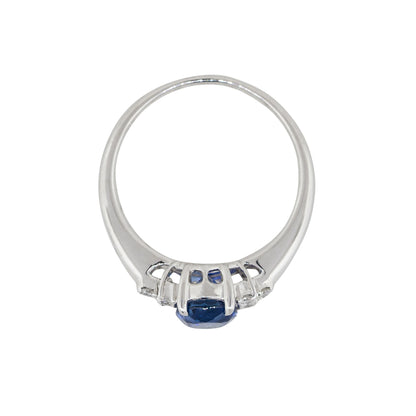 Platinum 1.58ct Oval Shape Sapphire Diamond Cluster Cocktail Ring