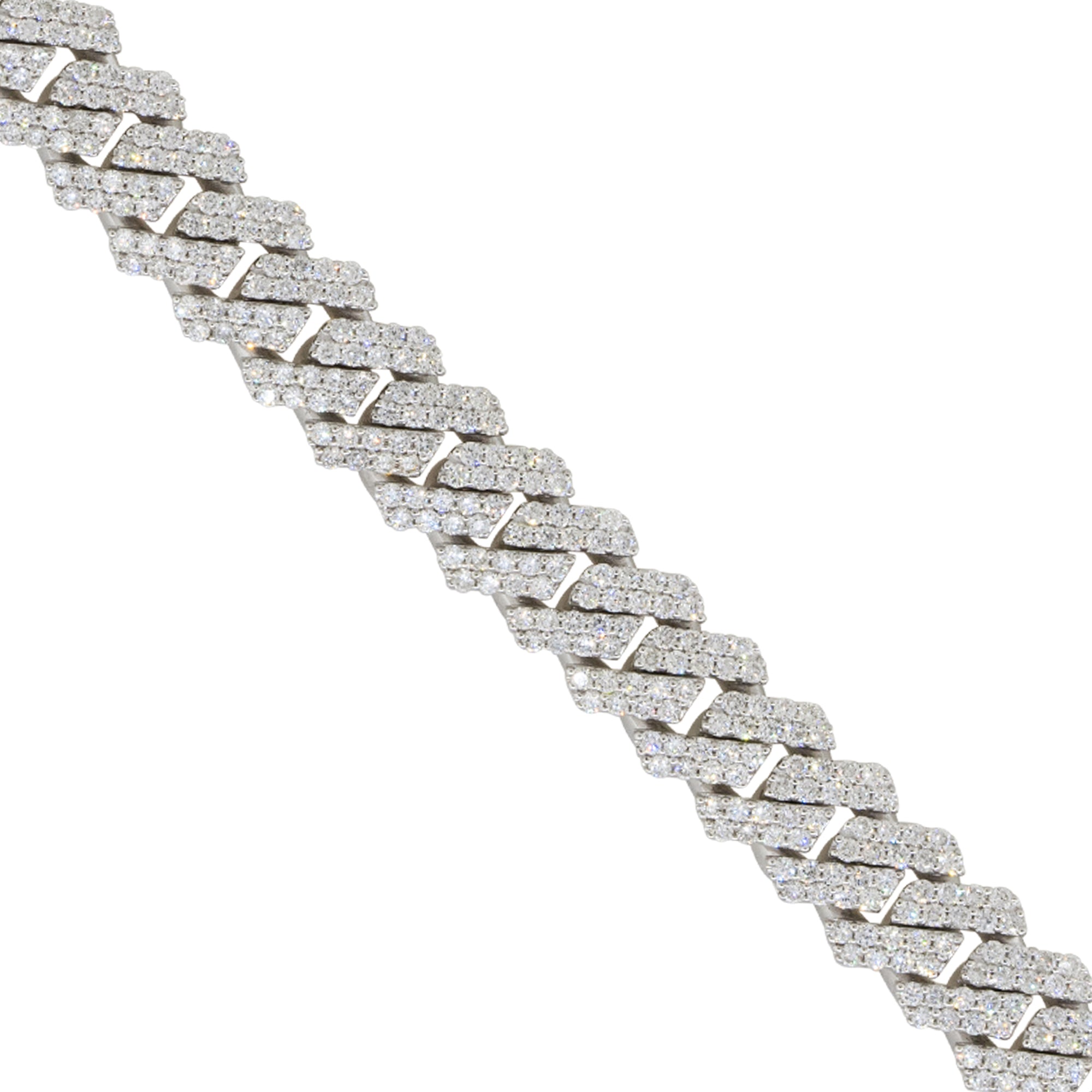 14k White Gold 7.43ctw Diamond All Pave Cuban Chain Link Bracelet