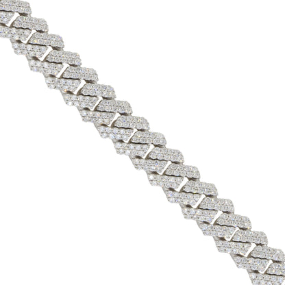 14k White Gold 7.43ctw Diamond All Pave Cuban Chain Link Bracelet