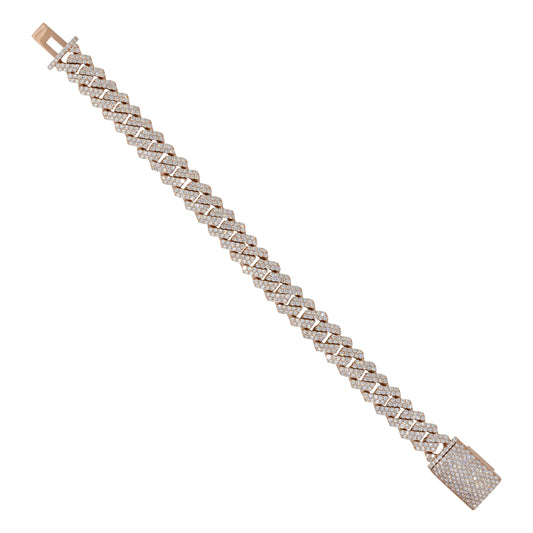 10k Rose Gold 7.57ctw All Diamond Pave Cuban Link Bracelet